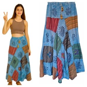 Vintage Bohemian Patchwork Hippie Skirt Made In Nepal - S
